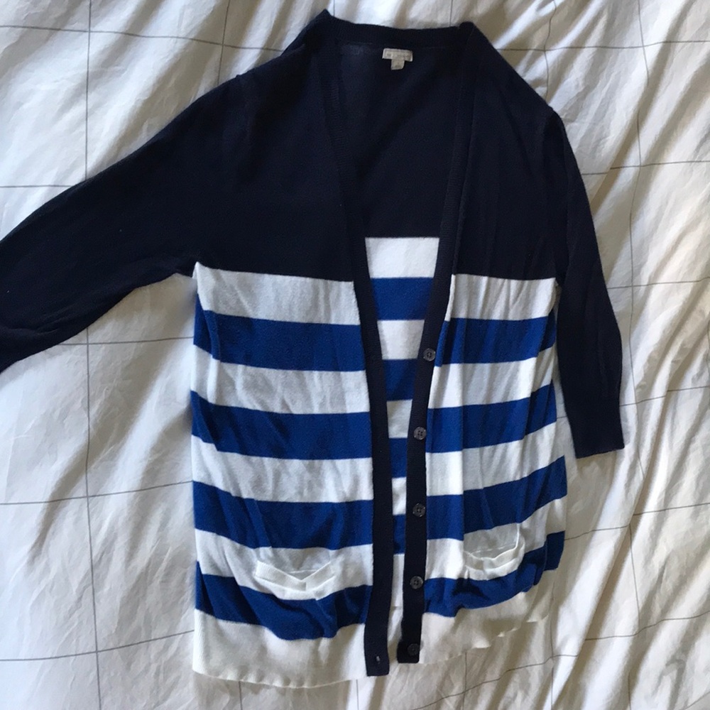 Navy and Royal Blue Striped Cardigan